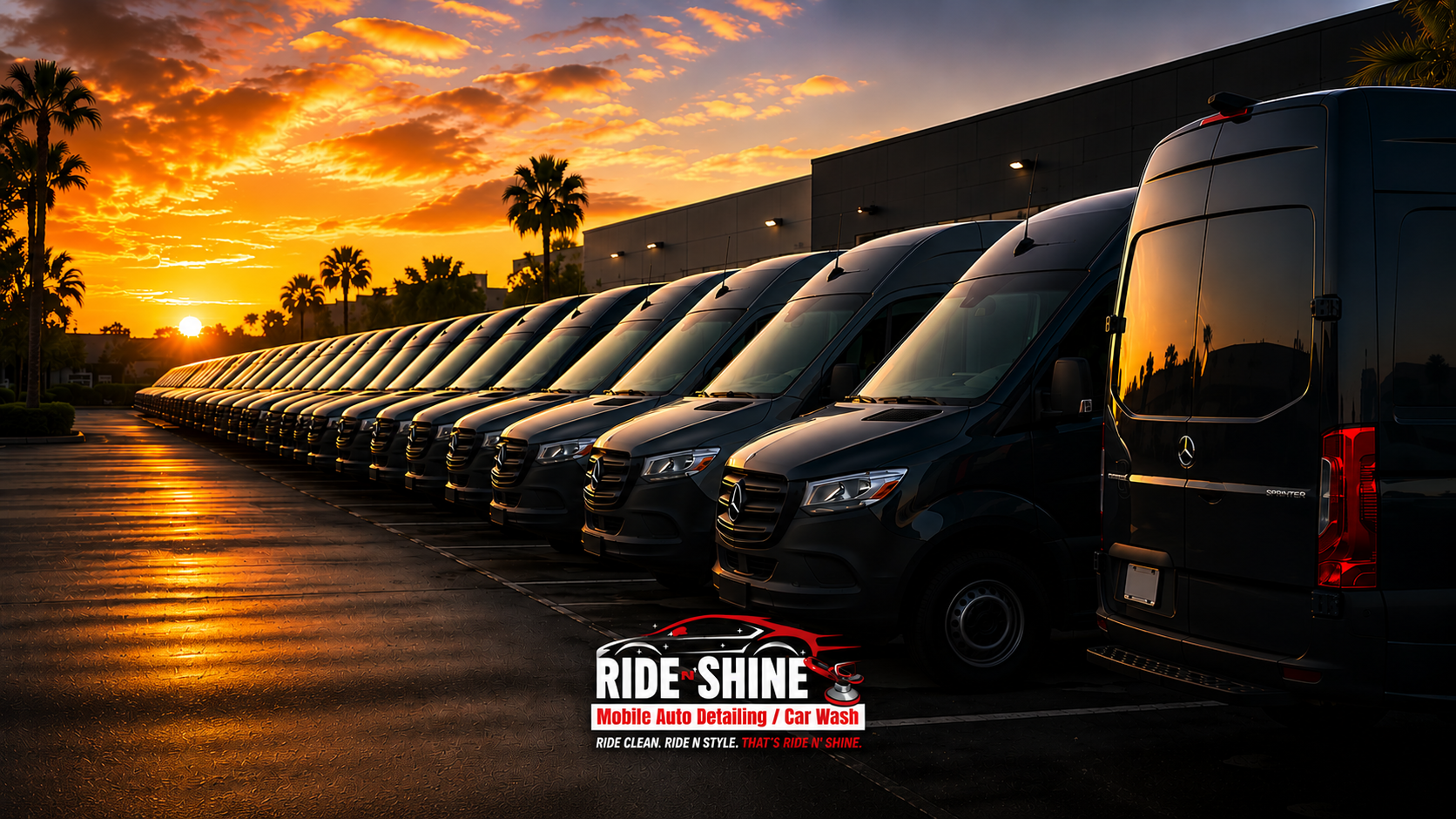 Mobile fleet washing for Mercedes Sprinter vans in San Diego by Ride N' Shine