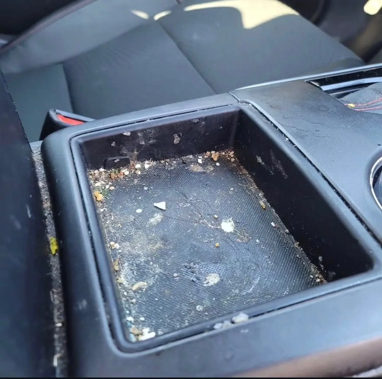 Center Console Deep Clean — before detailing, showing dirt and wear