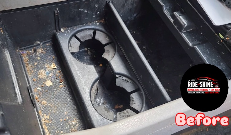 Console Deep Clean — before detailing, showing dirt and wear
