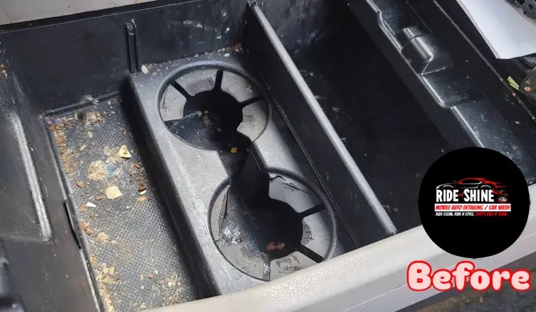 Console Deep Clean — before detailing, showing dirt and wear